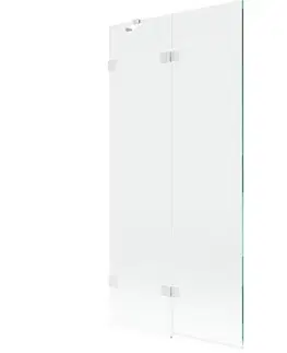 Sprchové dvere MEXEN/S - Lunar vaňová zástena 2-krídlová ľavá 90 x 150, transparent, biela 897-090-100-20-00-L