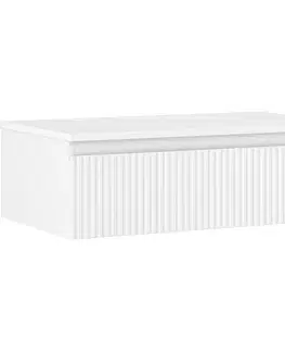 Kúpeľňový nábytok MEXEN/S - Rivel kúpeľňová skrinka pod umývadlo 80 cm s doskou, 1 šuplík, reliéf, biela mat 91A20-08023-1-BFC01
