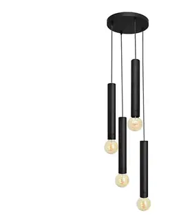 Svietidlá  Luster na lanku TUBA 4xE27/15W/230V čierna W-KD 1117/4 BK