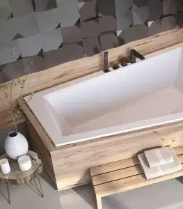 Vane BESCO - Asymetrická vaňa INTIMA DUO SLIM - Nožičky k vani - Bez nožičiek, Rozmer vane - 180 × 125 cm, Spôsob prevedenia - Pravé VANINTID18SLIMP