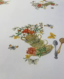 Obrusy Vyšívaný obrus štvorec hnedé kvety 85x85 cm TiaHome