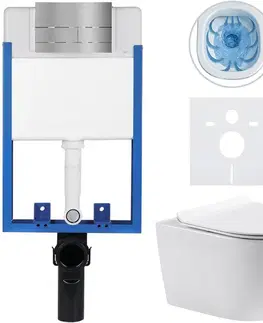 Záchody CERANO - Kompletný WC set Profi/Felci - biela lesklá - WC tlačidlo Line/Tmavosivá - pre zamurovanie - 52,5x36 CER-8050BD84326