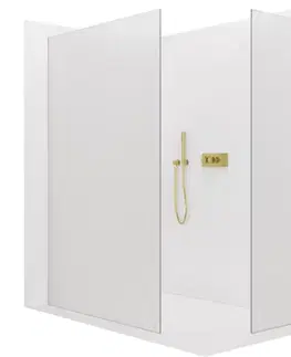 Sprchové dvere CERANO - Sprchová zástena Walk-in Crystal TL/P - 8 mm - bezvzperový systém - zlatá, mliečne sklo - 160x90x200 CER-8050BD5719