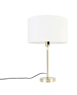 Stolné lampy Stolná lampa zlatá nastaviteľná s tienidlom bielym 35 cm - Parte