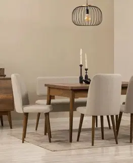 Jedálenské sety Jedálenský set s rozkladacím stolom a stoličkami (6 kusov) Vina - Walnut, Cream