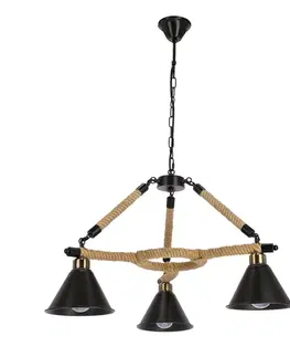 Stropná svetla Moderná závesná lampa Negru 3x40W E27 čierna farba do jedálne, obývačky