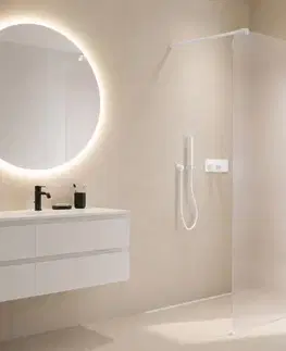 Sprchové dvere CERANO - Sprchová zástena Walk-in Orbis Round - Pravá - 8 mm - guľatá vzpera - biela matná, mliečne sklo - 110x200 CER-999931
