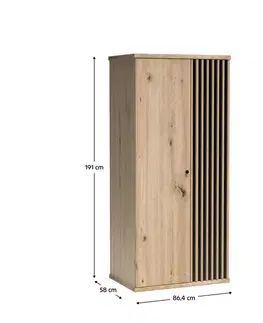 Šatníkové skrine KONDELA Koli C-1 dvojdverová šatníková skriňa dub artisan / čierna
