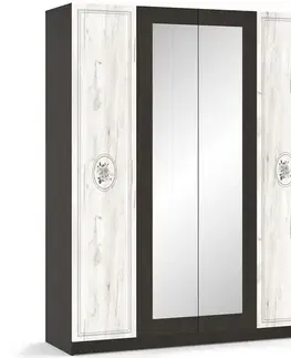 Šatníkové skrine NABBI Amison W-4D štvordverová šatníková skriňa wenge / craft biely
