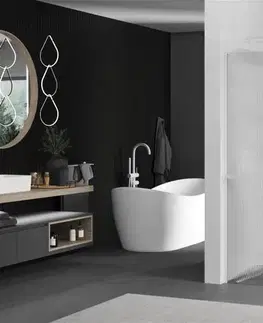 Sprchové dvere MEXEN/S - Kioto+ L Sprchová zástena WALK-IN s poličkou a držiakom uterákov 110 x 200, prúžky, biela 800-110-123-20-09