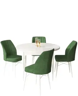 Jedálenské sety Dining Table & Chairs Set (5 Pieces) Rox - White, Khaki