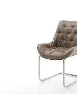Jedálenské stoličky DELIFE Jedálenská stolička Taimi-Flex mikrovlákno taupe vintage jedálenská stolička okrúhla nerezová oceľ