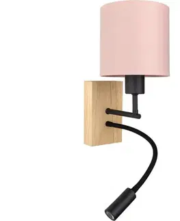 Svietidlá BRILAGI - LED flexibilná lampa BOBO WOOD 1xE27/25W/230V + LED/3W dub/čierna/ružová BG1564+BG5582
