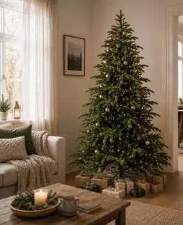 Vianočné stromčeky KONDELA Verala vianočný stromček 210 cm zelená