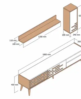 Obývacie steny TV skrinka / Obývacia stena Valensiya - Walnut, Cream