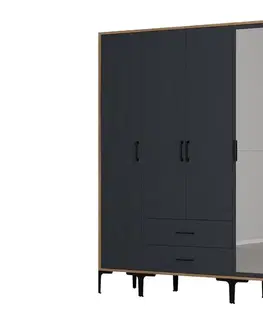 Šatňové skrine Šatníková skriňa Kumsal STR - Walnut, Anthracite