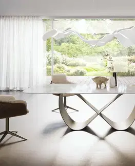 Jedálenské stoly DELIFE Jedálenský stôl Edge zaoblený 270×120 cm keramika Iris FMG Onice Grigio Infinity kov titánová farba efekt