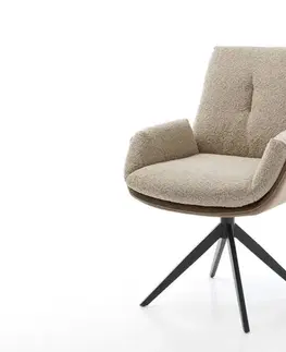 Jedálenské stoličky DELIFE Otočná jedálenská stolička Clea-Flex zmiešané materiály tmavobéžová krížová podstava široká čierna otočná o 360° s hojdacou funkciou