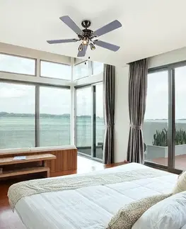 Stropné ventilátory Stropný ventilátor oceľový 110 cm 3-svetelný s ťahacím káblom - Mistral