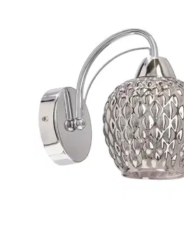 Nástenné svetlá Nástenná lampa TOBIAS chróm 1x40W E27 dymové tienidlo