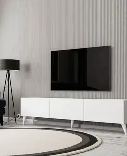 TV stolíky LION TV stolík na nožičkách, biela