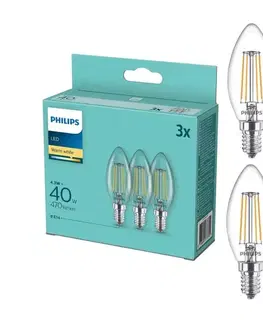 LED osvetlenie Sada 3 ks LED žiaroviek Vintage Philips B35 E14/4,3W/230V 2700K 8718699777791