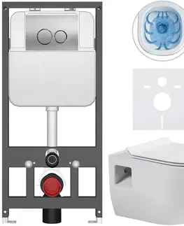 Záchody CERANO - Kompletný WC set Basic/Dure - biela lesklá - WC tlačidlo Dualo/Strieborná - závesné - predstenová inštalácia - 51x35 CER-8050BD85895