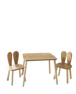 Doplnky do detskej izby Kid's Table Set Bunny Two Chair Set - Brown