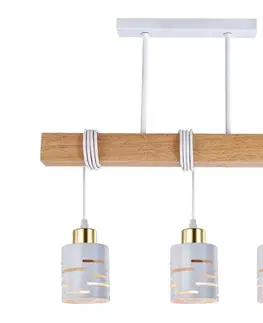Svietidlá  Luster na lanku ELEN 3xE27/35W/230V biela/zlatá/hnedá ELEN PENDANT LIGHT 3WHITE WOOD