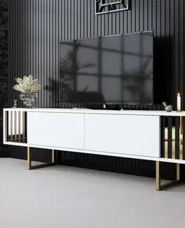 TV stolíky TV stolík Gold Line - White, Gold