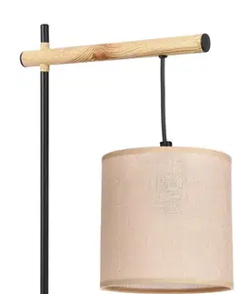 Stolové lampy Kombinovaná stolová lampa čierna 1x60W E27 béžové tienidlo