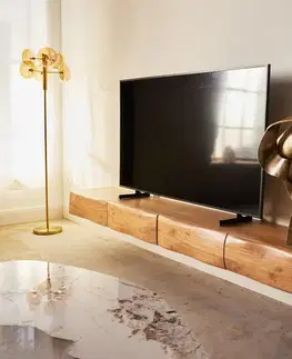 Televízne stolíky DELIFE TV stolík New Live-Edge 240 cm akácia prírodná 4 zásuvky závesný