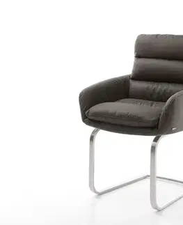 Jedálenské stoličky DELIFE Jedálenská stolička Abelia-Flex s opierkami mikrovlákno antracit vintage jedálenská stolička plochý nerezová oceľ