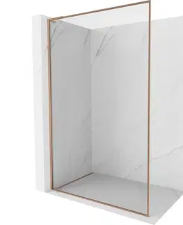 Sprchové dvere MEXEN/S - Kyoto-F L Sprchová zástena WALK-IN s rámom 55 x 202, transparent 8 mm, meď kartáčovaná 800-055-174-65-00