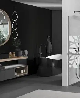 Sprchové dvere MEXEN/S - Kioto+ Sprchová zástena s poličkou WALK-IN 100 x 200, biela vzor, grafit metal 800-100-121-95-85