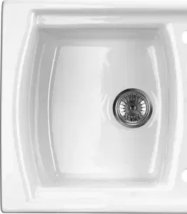 Kuchynské drezy DEANTE DEANTE - Lusitano biela - Keramický drez, 1.5 - bowl s odkvapkávačom ZCL_651N