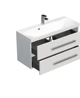 Kúpeľňový nábytok Kúpeľňová skrinka s umývadlom SAT Cube Way 100x40 cm biela lesk CUBE2100ZBL CUBE2100ZBL