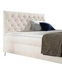 Postele KONDELA Guliette 200 boxspringová manželská posteľ biela (Velvet)