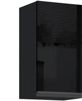 Kuchynské skrinky visiace Kuchynská skrinka Brick G40 čierna/čierna lesk HG