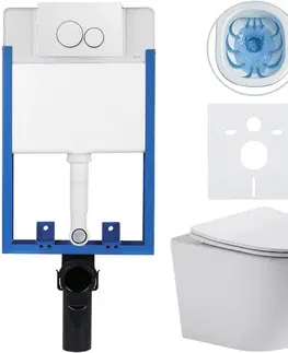Záchody CERANO - Kompletný WC set Profi/Cesso - biela lesklá - WC tlačidlo Duo/Biela - na zamurovanie - 49x36 CER-8050BD84206