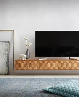 Televízne stolíky DELIFE TV stolík Fevo 220 cm akácia prírodná 4 dvierka závesný