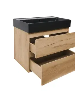 Kúpeľňový nábytok Kúpeľňová skrinka 2 zásuvková s umývadlom SAT B-Way 79x50x45 cm dub mat BWAY280OAKU2BB BWAY280OAKU2BB