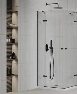 Vane MEXEN/S - Roma Duo sprchovací kút 80x80, transparent, čierna + vanička so sifónom 854-080-080-70-02-4010B