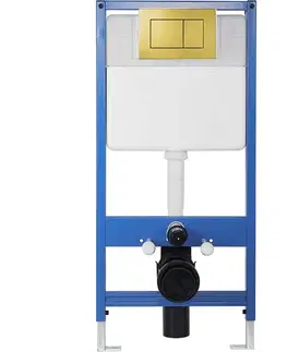 Záchody CERANO - Kompletní WC set Profi/Cronus Standard - bílá lesklá - WC tlačítko Classic/Zlatá - předstěnová instalace - 59,3x38,4  CER-097323