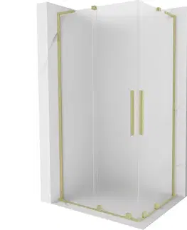 Sprchovacie kúty MEXEN/S - Velar L Duo sprchovací kút, posuvné dvere 100 x 90, dekor, zlato kartáčovaná 871-100-090-02-33-55