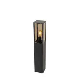 Zahradne stlpove lampy Stojanové vonkajšie svietidlo čierne s dymom 80 cm IP44 - Charlois