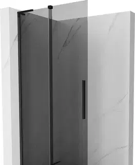 Sprchové dvere MEXEN/S - Velar L Sprchová zástena posuvná Walk-in 110 x 200, grafit 8 mm, čierna 871-110-003-43-70