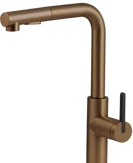 Kúpeľňové batérie DEANTE - Kuchynská batéria Momi kartáčovaný bronz, s výsuvnou hubicou BKM_C73M