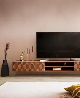 Televízne stolíky DELIFE TV stolík Fevo 240 cm akácia hnedá závesné 4 dvierka
