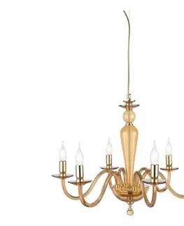 Svietidlá Ondaluce - Luster na lanku PAGANINI 6xE14/10W/230V priemer 70 cm zlatá/dymová béžová LP.PAGAN/6-AMB